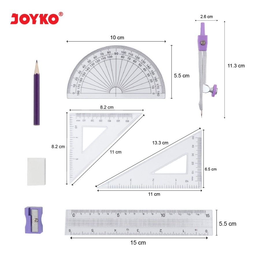 Jangka Set | Penggaris Set | Math Set Joyko MS-87