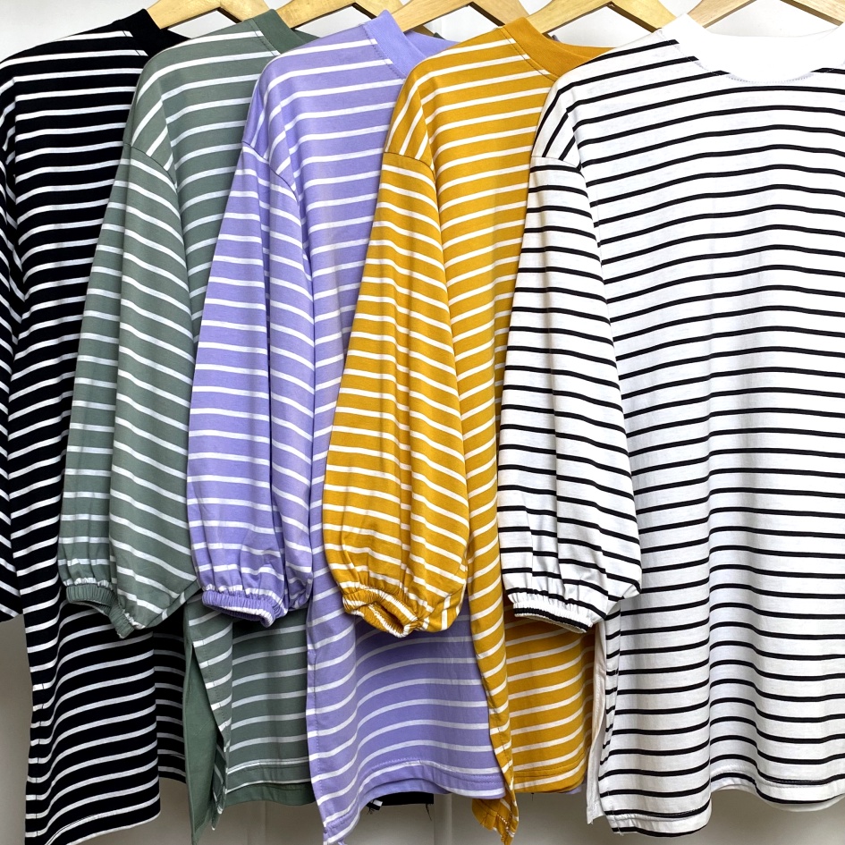 Kaos Oversize Wanita Lengan Panjang Alice Stripes Femonritch