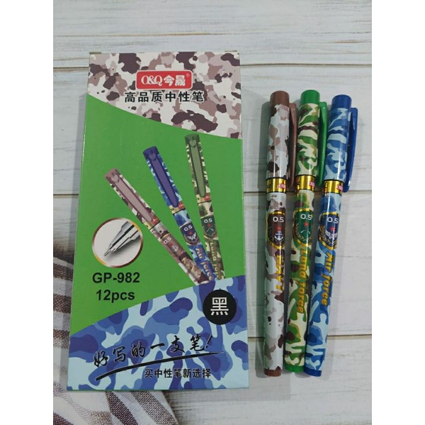 

12PC BOLPOIN GEL Q&Q GP-982/MOTIF RANDOM