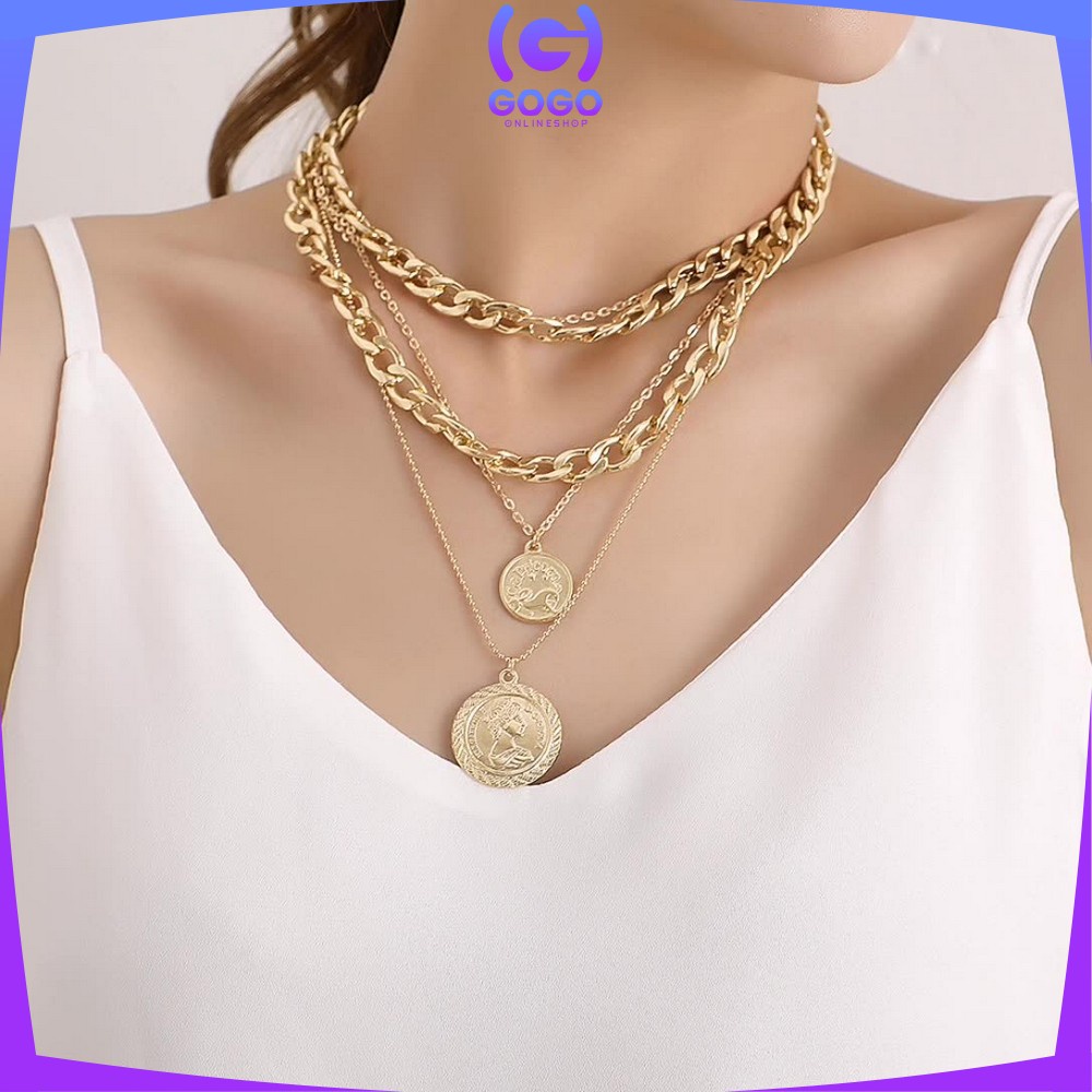 GOGO-K72 K74 Kalung Wanita Fashion Aksesoris Korea Kalung Choker Retro Kalung Anti Karat Kalung Love Kalung Vintage