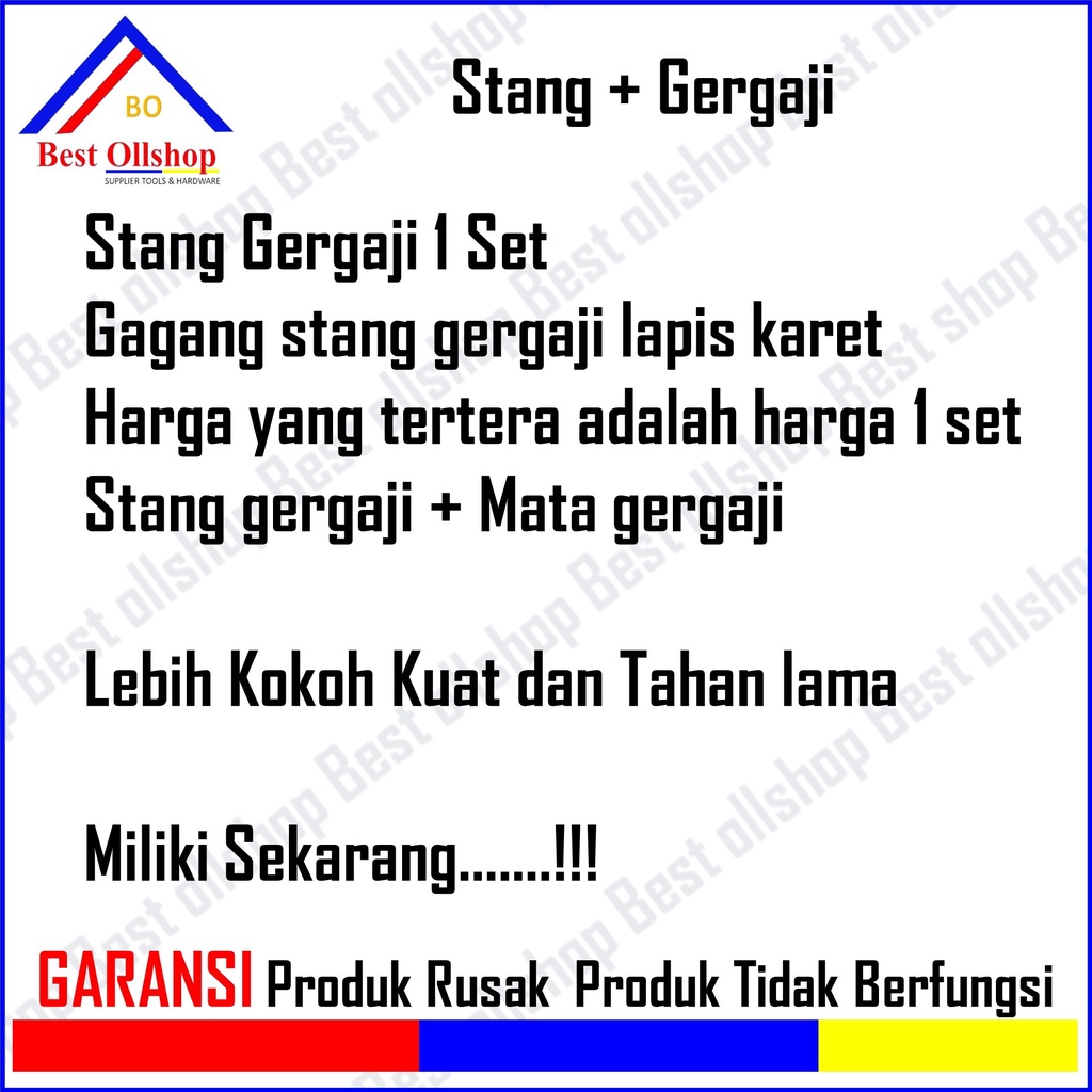 Pegangan Graji Tebal Mata Graji 12in Lapis Karet / Gagang Gergaji Besi Stang Geraji Besi 1 Set Mata Gergaji