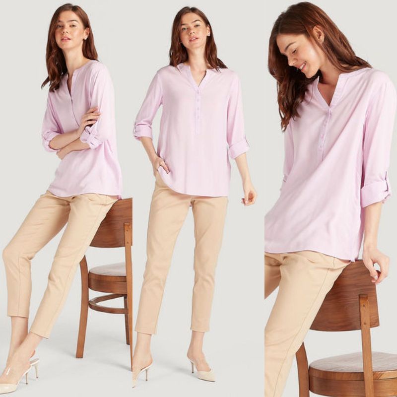 Splash Pink n green blouse
