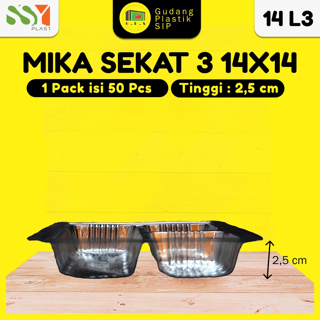 Mika Dus Nasi Sekat 3 Bening UK 14x14 isi 50 pcs