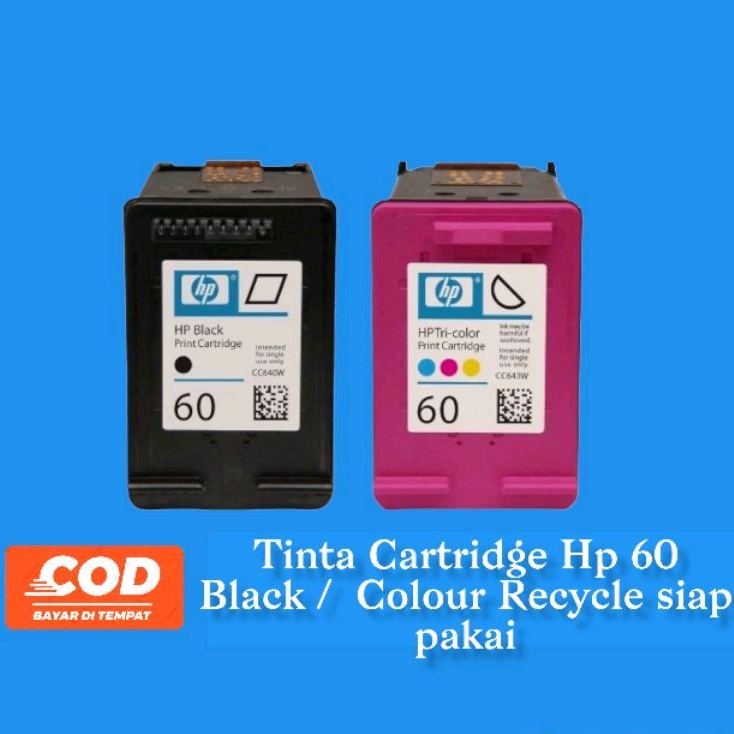 Tinta HP 60 Black/Colour Recycle siap pakai