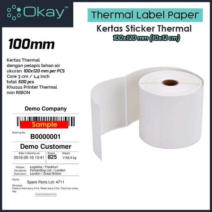

KERTAS THERMAL LABEL 100X120 mm STICKER LABEL Isi 500 pcs