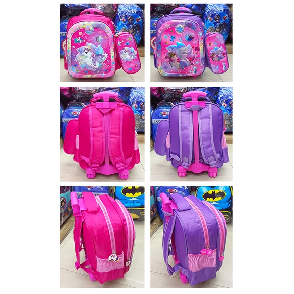 PROMO FREE KOTAK PENSIL TROLLEY DORONG TAS ANAK SEKOLAH TK / SD PEREMPUAN CANTIK UKURAN SEDANG 14inch Kuda Pony VALE TWO TIMBUL IMPORT ( 14inch )