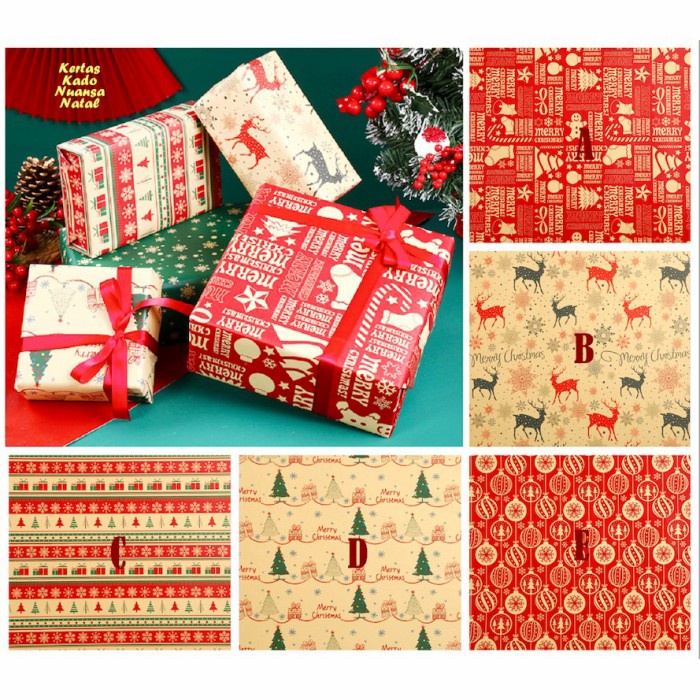 

] Christmas Gift Wrapping Paper Natal / Kertas Kado Natal Isi 5 Lembar