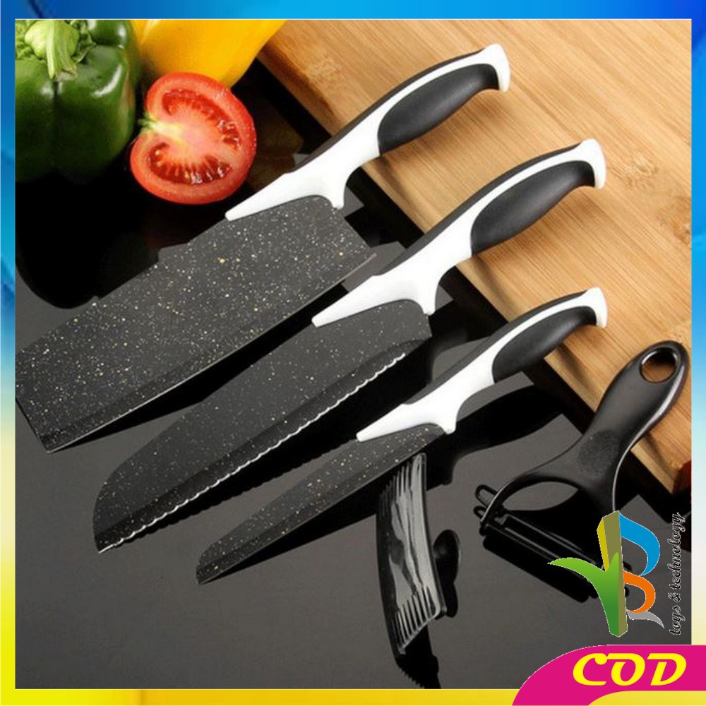 RB-C443 Pisau Dapur Set 5in1 Multifungsi / Pisau Keramik Serbaguna Pengupas Buah Dan Sayur Kitchen Knife Set Ceramik Peeler