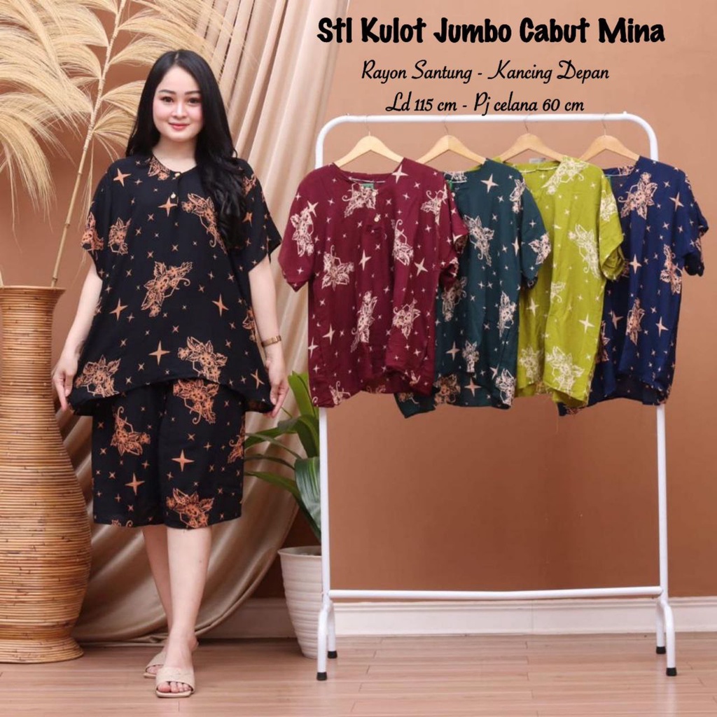 Setelan Kulot Jumbo Wanita Bahan Rayon Ld 120 Bumil Busui