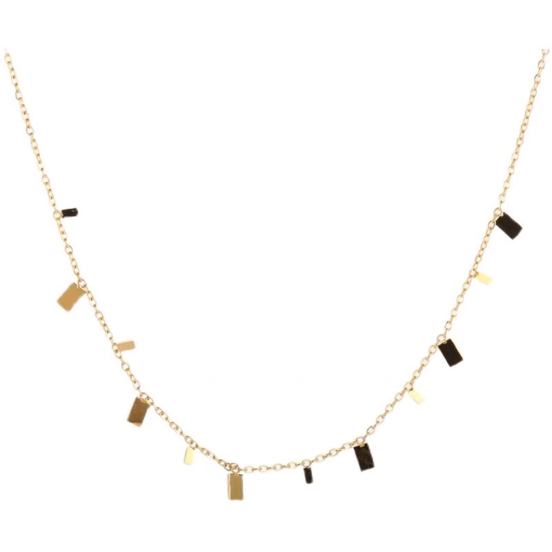 Kalung Titanium Kotak Gold Elegant Korea Fashion Style Premium