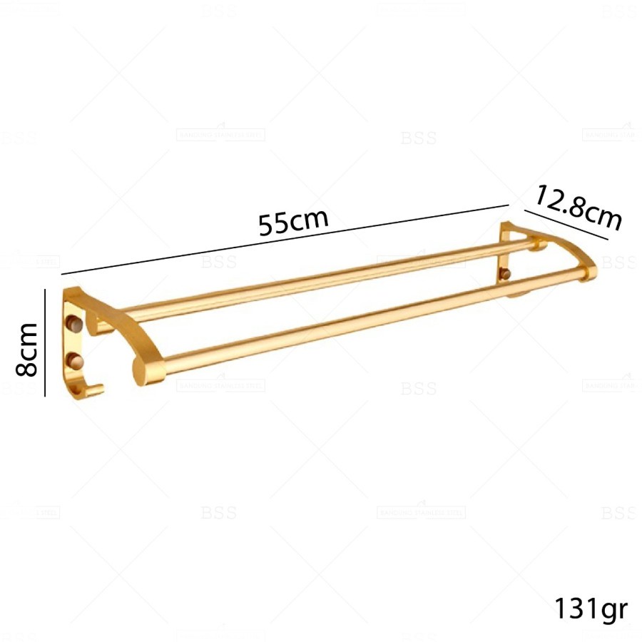 SET Rak Kamar Mandi Dinding Rak Handuk Sabun Tempat Tisu Gold Multifungsi Anti Karat Stainless Steel