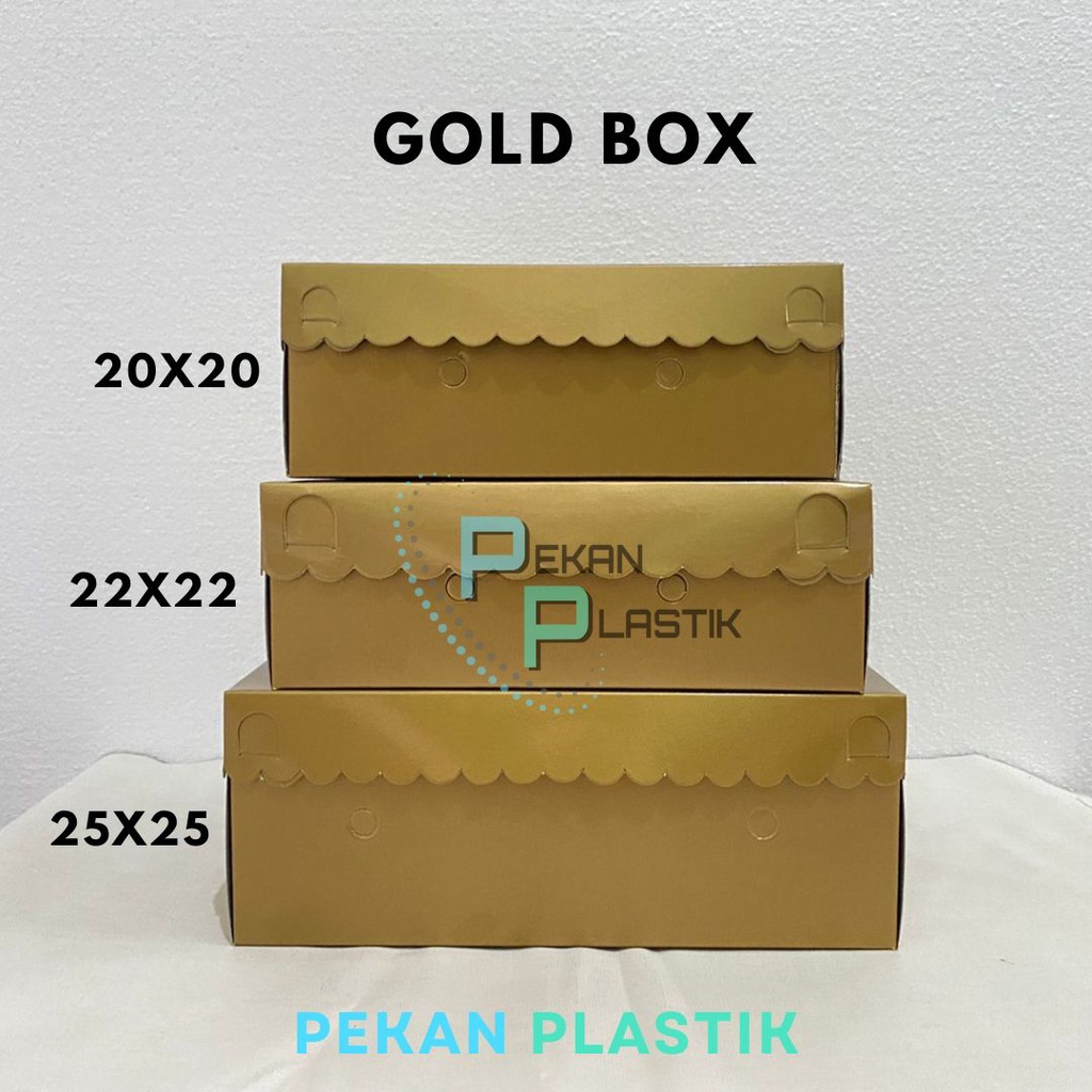 

10 pcs Dus Box Gold Emas + Tutup mika bening (20x20) (22x22) (25x25)
