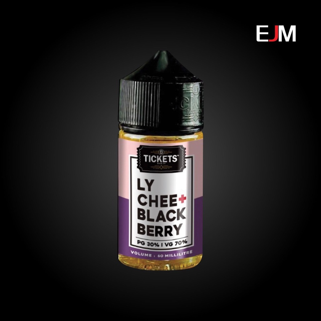 LIQUID TICKETS LYCHEE BLACKBERRY 60ML 3MG FREEBASE BY EJM