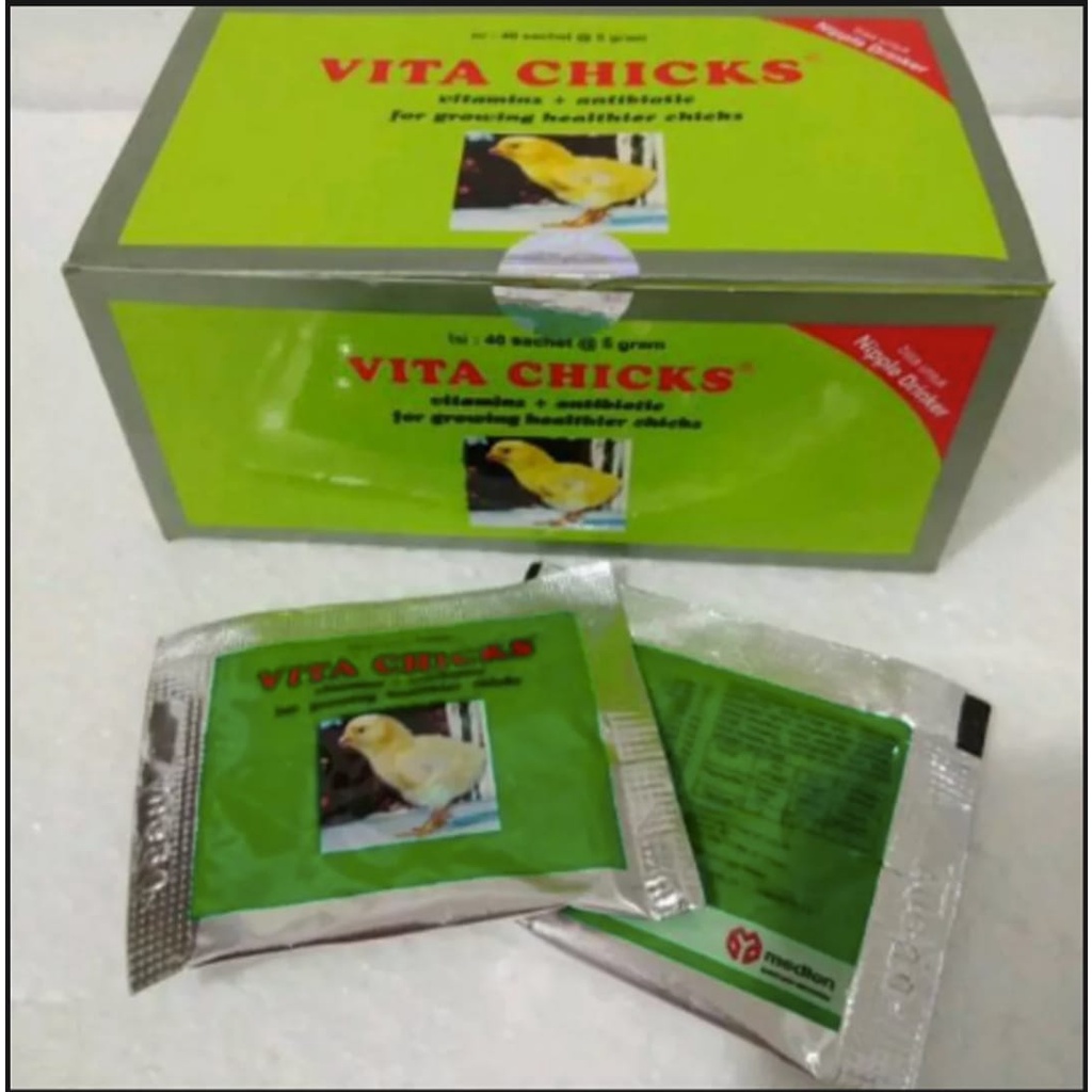 VITA CHICK VITA CHICKS VITACHICKS 5 GRAM MEDION OBAT PERTUMBUHAN ANAK AYAM VITAMIN PERKEMBANGAN ANAK UNGGAS