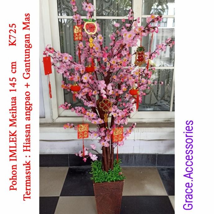 Pohon imlek meihua angpao mehwa besar 145 cm hiasan gantungan angpao