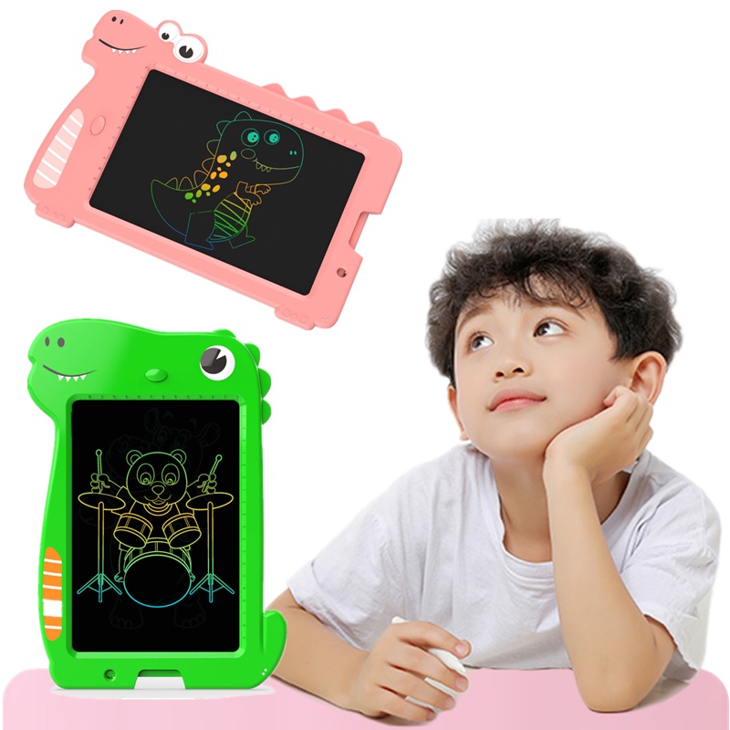 Mainan Tablet Papan Gambar / Sketsa / Tulis LCD Motif Kartun Dinosaurus Untuk Anak