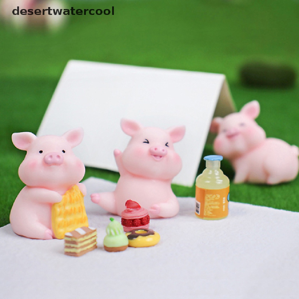 Deid 1Pc Miniatur Babi Lucu Bahan Resin Untuk Dekorasi Rumah / Lansekap Mikro Diy