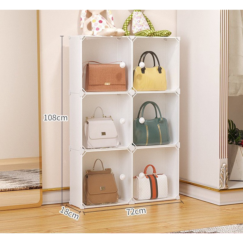 SHENAR,(COD) LEMARI TAS ORGANIZER MULTIFUNGSI PLASTIK SERBAGUNA LEMARI PENYIMPANAN TAS/HANDBAG ORGANIZER