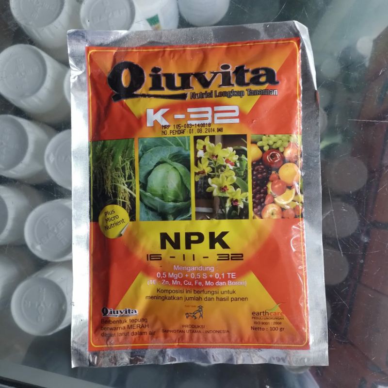 QIUVITA OREN K-32 pupuk NPK 16-11-32 fase bunga dan pembuahan 100 gram