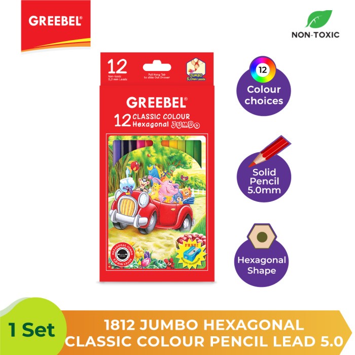 Pensil Warna Greebel Hexagonal Jumbo Classic 5,0mm. 1812 - 12pcs.