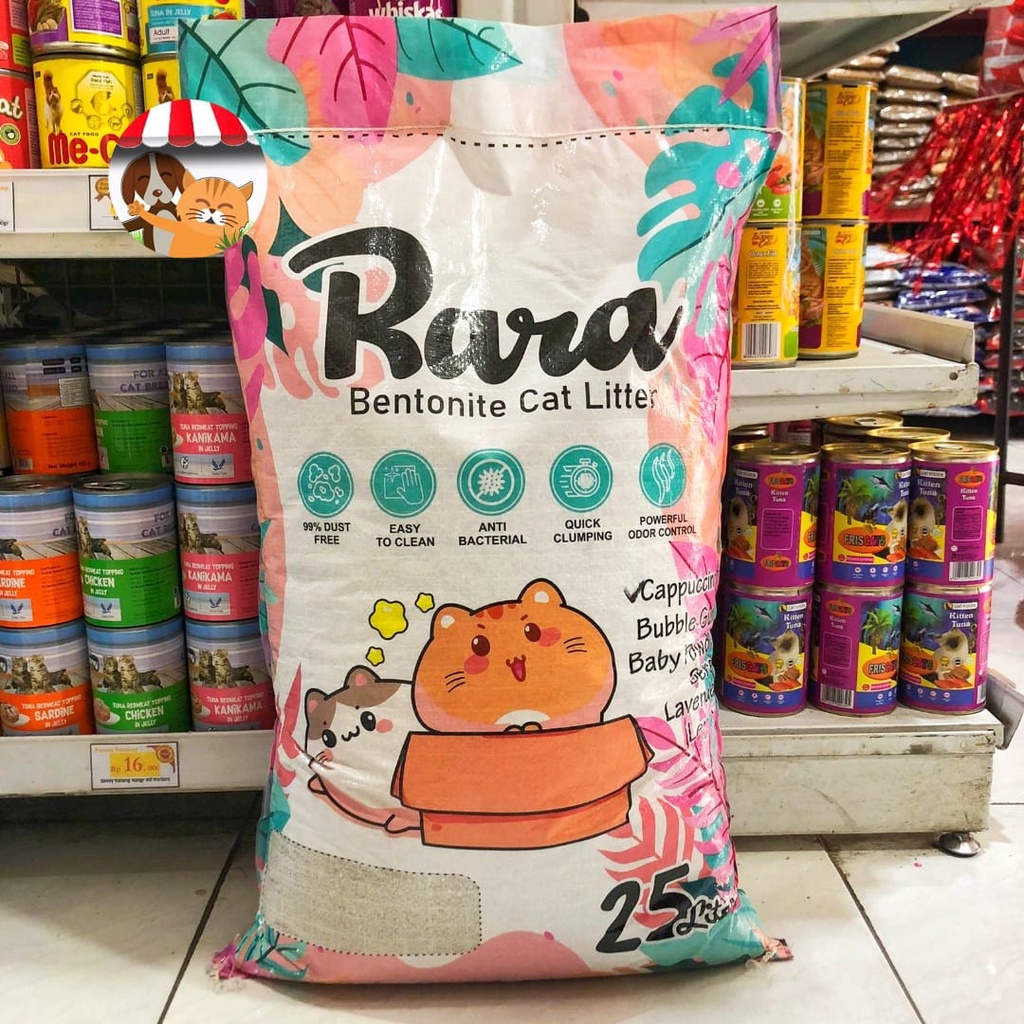 Pasir Gumpal Wangi Pasir Kucing Rara 25 Liter Bentonite Cat Litter