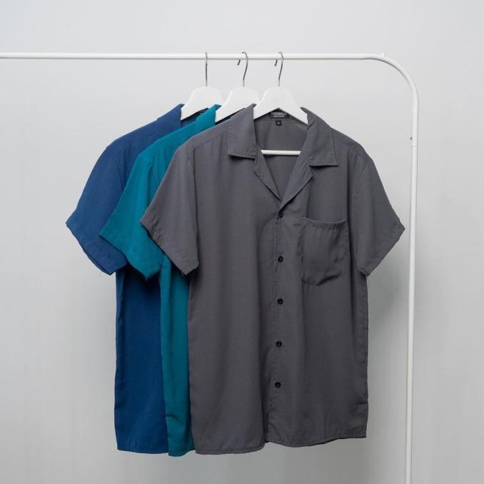 Kemeja Polos Pria Lengan Pendek Kemeja Ribsgold Amarine Premium