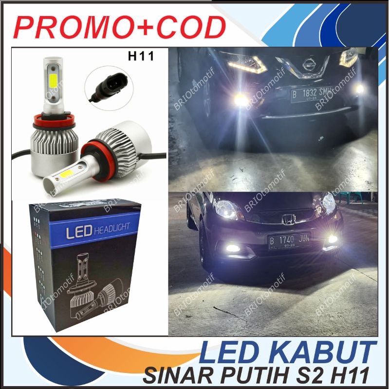 LAMPU FOGLAMP LED MOBIL KABUT BUMPER S2 H11 H16 TAFF LED COB 2 SISI  SINAR PUTIH TERANG AVANZA XENIA