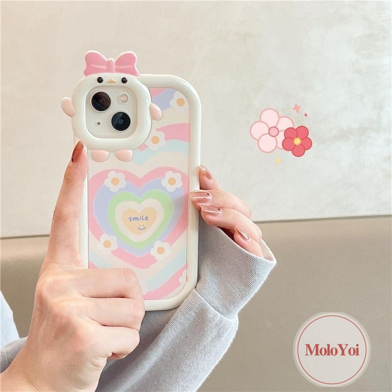 Soft Case Desain Hati 3D Pita Monster Kecil Untuk iPhone 7 8 6 6s 14 Plus XR 13 12 11 Pro Max 7Plus X XS Max SE 2020 11Pro Max