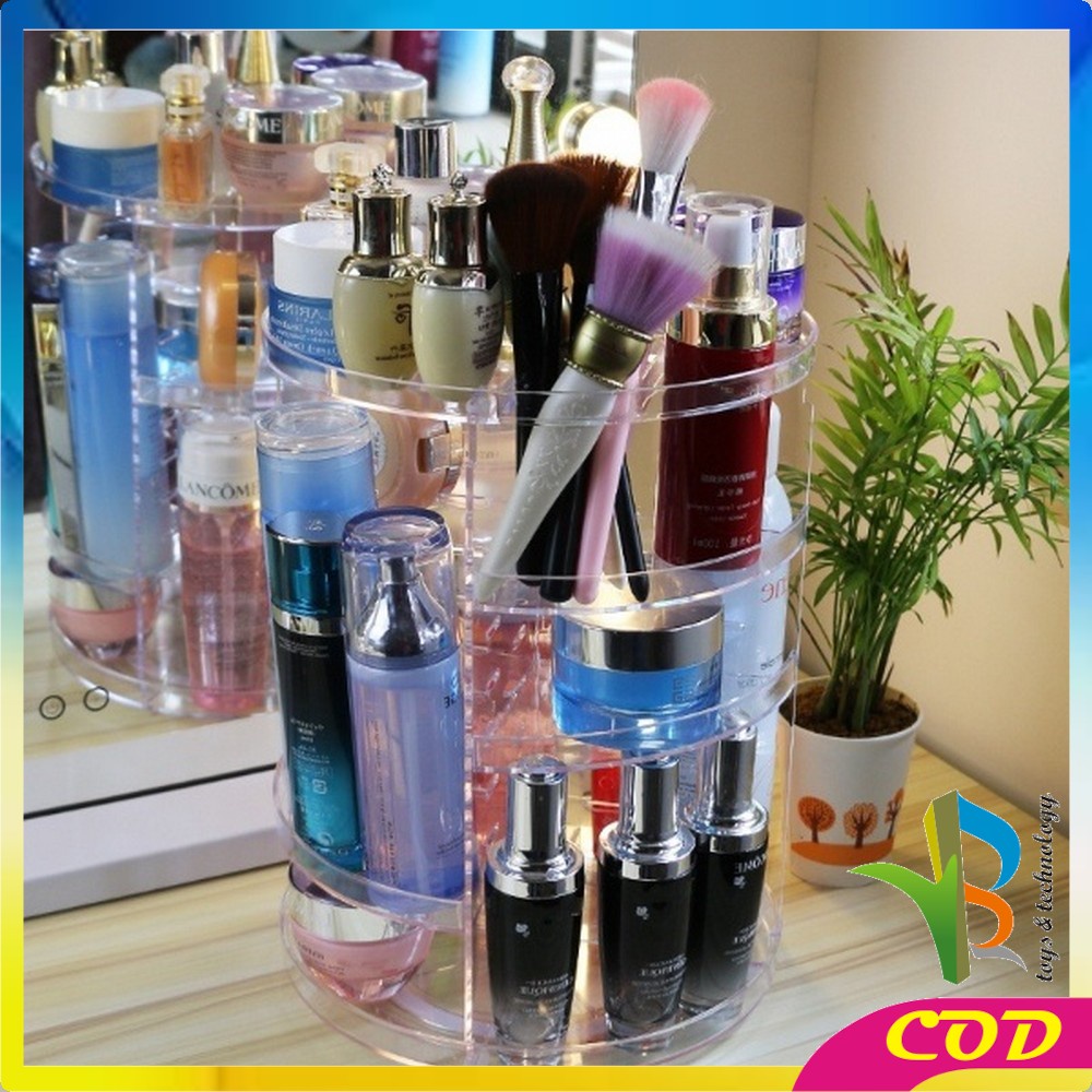 RB-K5/K6 Rak Kosmetik Acrylic Putar 360 Derajat Diamond / Polos Rak Make Up Organizer Tempat Makeup