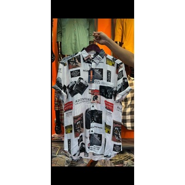 Kemeja Printing Motif Lengan Pendek Rayon Twill Premium
