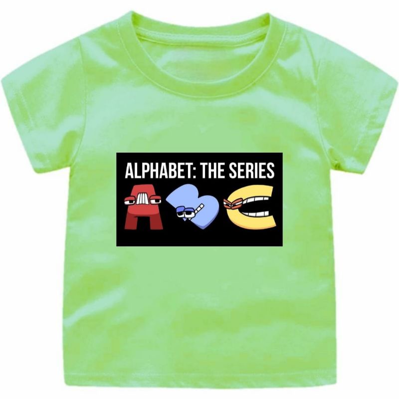 BAJU KAOS ANAK CEWEK-COWOK 1-12 TAHUN MOTIF ALPHABET LORE THE SERIES