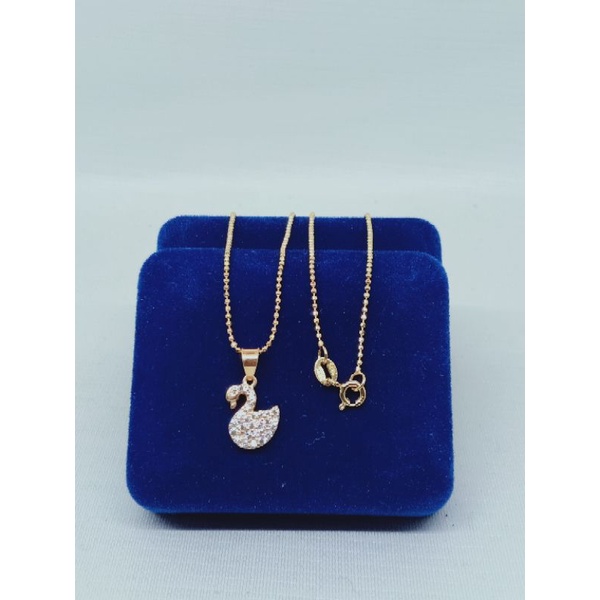 Kalung mini bijilada + liontin ducky mp corr/ kalung perak asli silver 925 lapis emas/ kalung fashion wanita terbaru