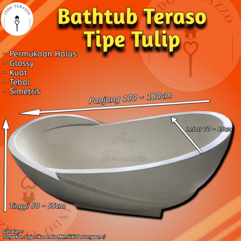 Jual INDO TERAZZO BAK KAMAR MANDI MINIMALIS BATHTUB TERASO TIPE TULIP