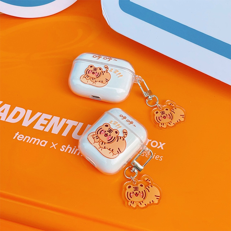 Kartun Harimau Bluetooth Earphone Case Hewan Lucu Transparan Lembut TPU TWS Cover Untuk Airpods 1 2 3 Pro 2 PRO2 Airpods3 Pelindung