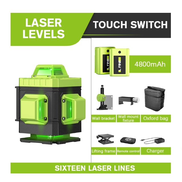 L-FINE Laser Level Green 16 Line 3/4D Super Powerfull