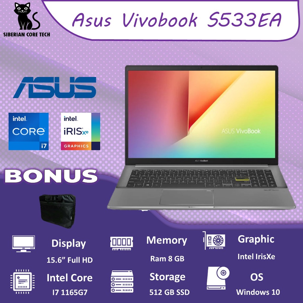 ASUS VIVOBOOK S533EA I7 1165G7 16GB 512SSD W10 15.6FHD