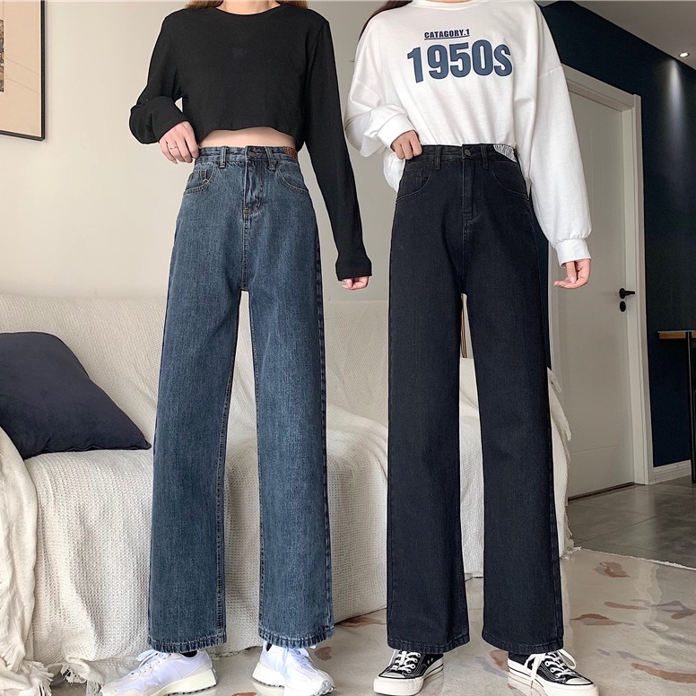 Highwaist Kulot Jeans Wanita / Straight Loose Celana Jeans Wanita (realpict)【THE GOOD SISTERS】