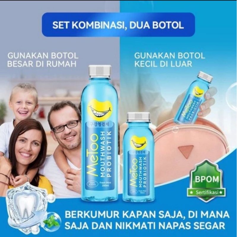 MeToo Obat Kumur Probiotik / Fresh Mint Mouthwash-250ml 100ml No Alcohol