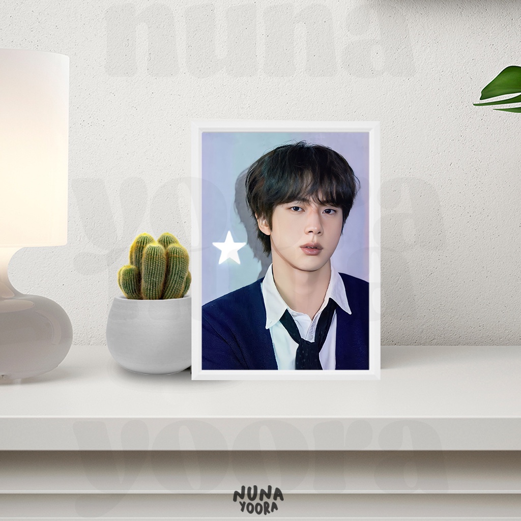 BTS JIN PHOTO FRAME WHITE AESTHETIC frame foto jin BTS aestetik