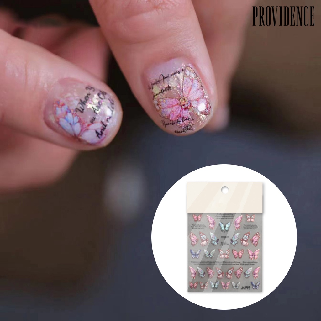 1 Lembar Stiker Kuku Desain Kupu-Kupu 5D Untuk Salon Manicure Nail Art