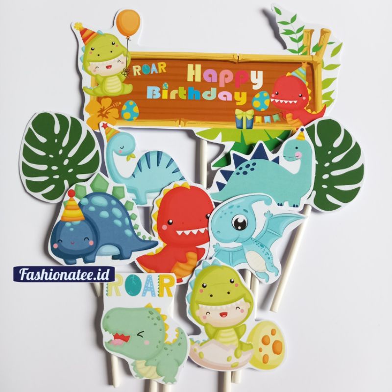 custom nama cake topper dinosaurus hiasan kue ulang tahun medan
