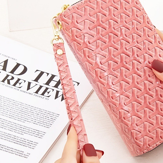 DOMPET PANJANG PINK RAUNA WA604P3 WANITA KOREA IMPORT 2 RESLETING KULIT MUAT HP BRANDED KARTU KOIN TALI PENDEK REMAJA KEKINIAN PREMIUM BATAM SIMPLE LUCU