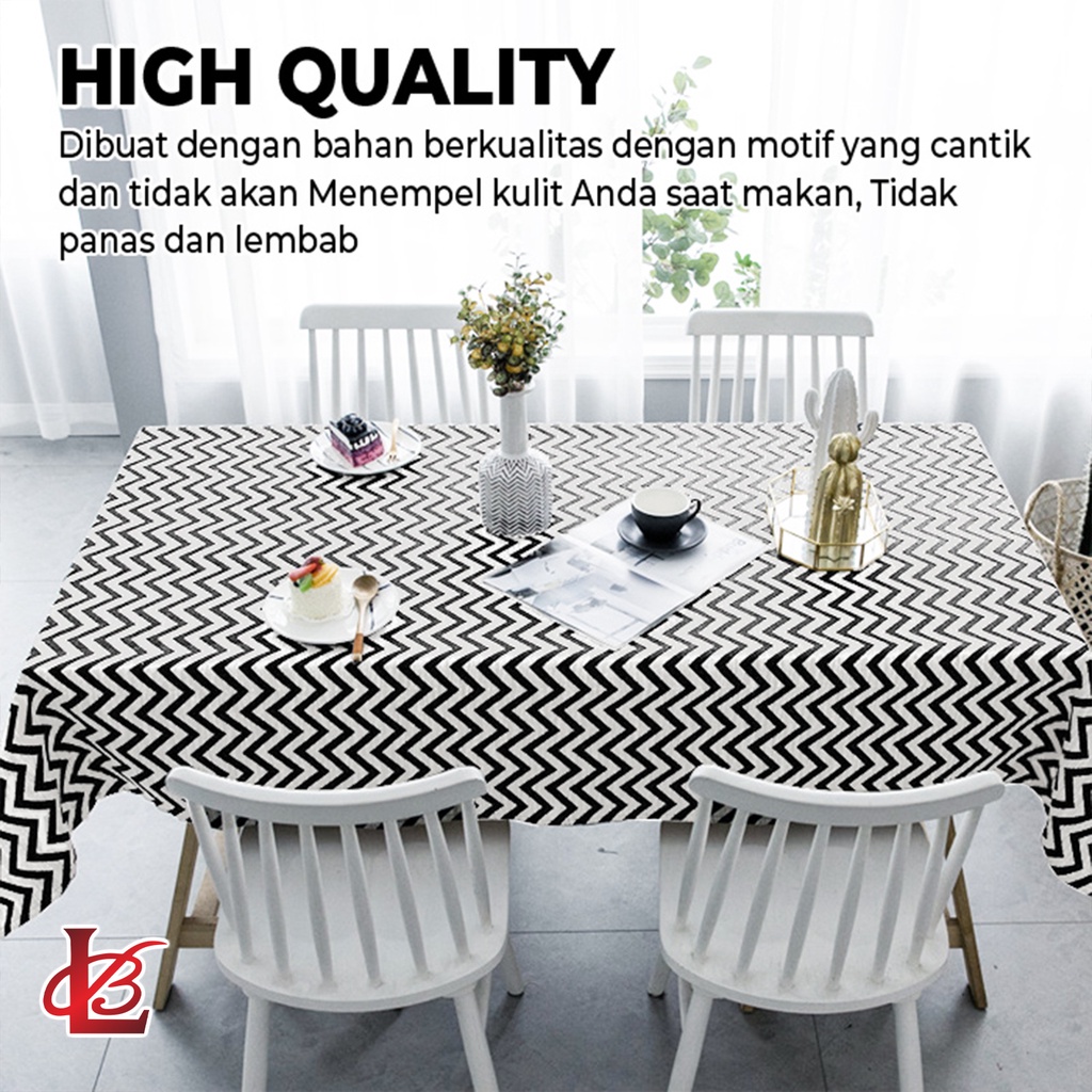 Taplak Meja Makan Ruang Tamu Anti Air Pvc Ukuran Besar 152x120 Motif Modern Motif Zig Zag  / Taplak Meja Makan Kotak Ruang Tamu Anti Air Tebal Premium Motif Zig Zag (D10-3B)