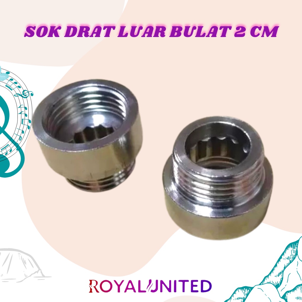 SOK NEPEL SOCK DRAT LUAR BULAT 20MM / PIPA STAINLESS SAMBUNGAN ORIGINAL