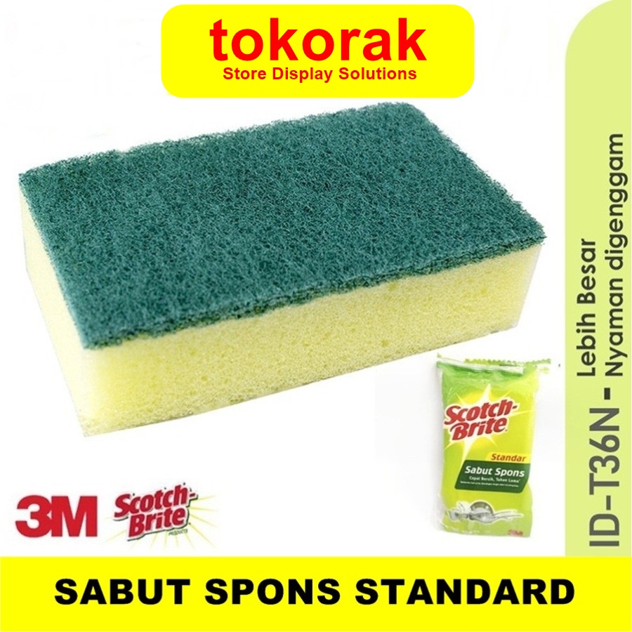 3M SCOTCH BRITE SABUT SPONS CUCI PIRING STANDAR ID- T36N - TAPAS BUSA