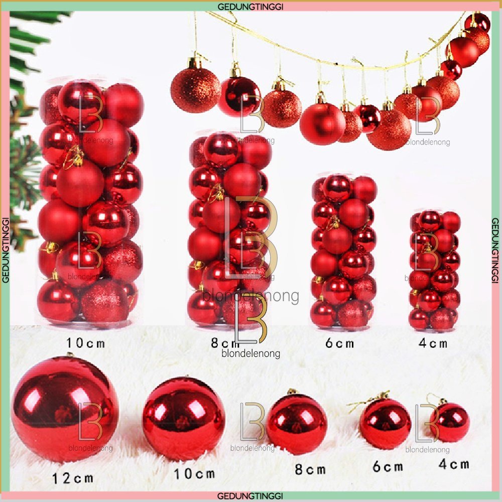 Gantungan Hiasan Bola Dekorasi Hiasan Slinger Pohon Aksesoris Asesoris Asesories Aksesories Accessories Boneka Ornamen Ornament Parcel Parsel Hampers Natal Merry Christmas Noelle Ornaments 3 4 5 6 8 10Cm Gold Emas Silver Merah Hijau Oranye Orange Jumbo XL