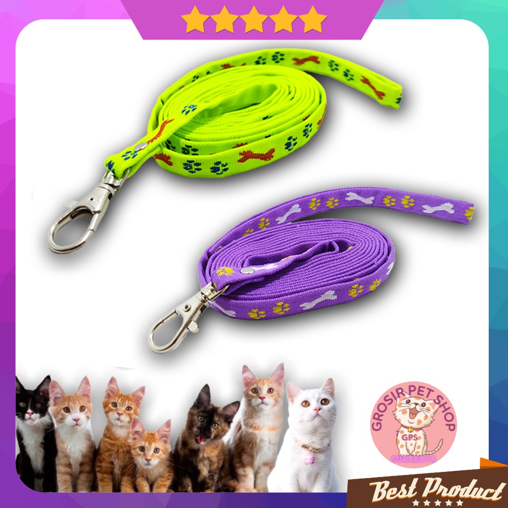 Tali Penuntun Kucing Anjing Motif Tulang Panjang 2 meter / Murah Berkualitas
