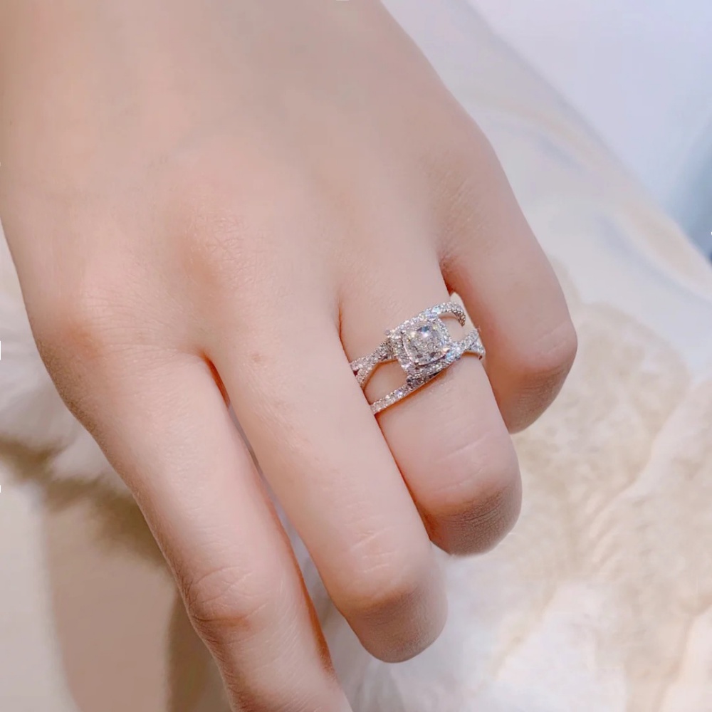 Cincin Berlian Desain Simpul Gaya Korea Untuk Wanita