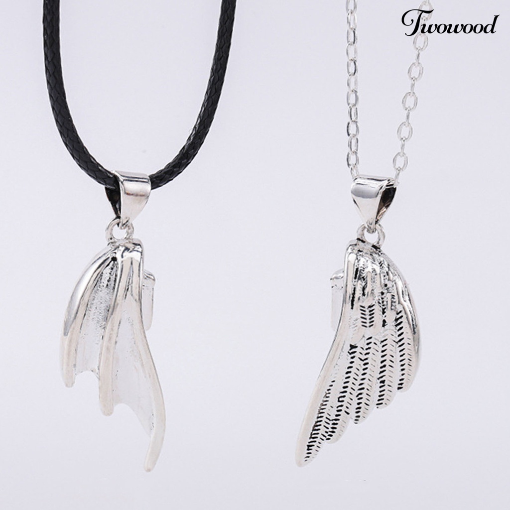 1 Pasang Kalung Pasangan Dengan Liontin Sayap Malaikat Untuk Hadiah
