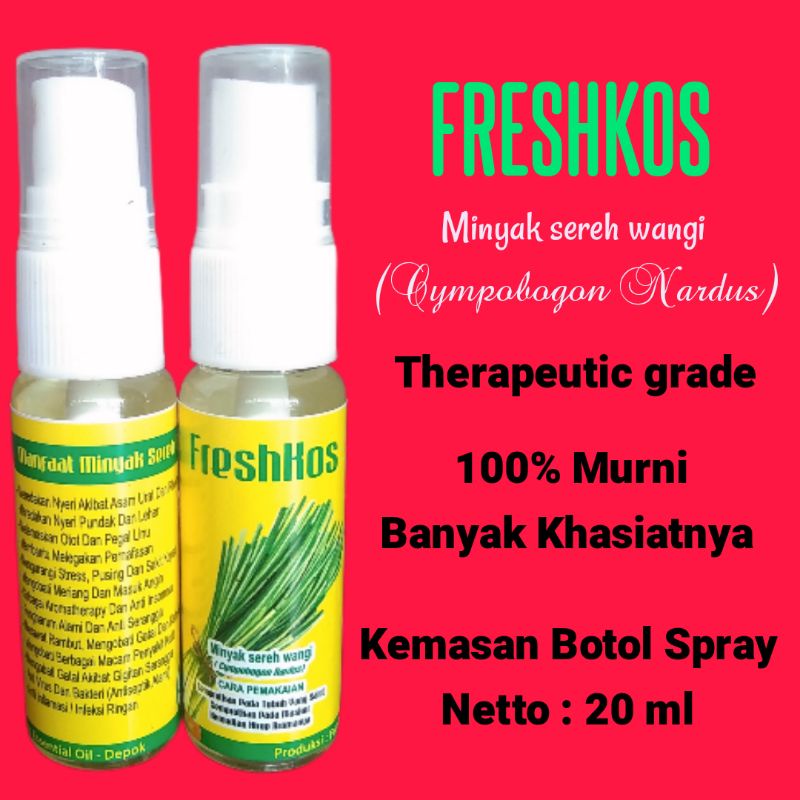 FRESHKOS Minyak sereh wangi asli 20ml obat herbal asam urat rematik nyeri otot dan pegal linu dll